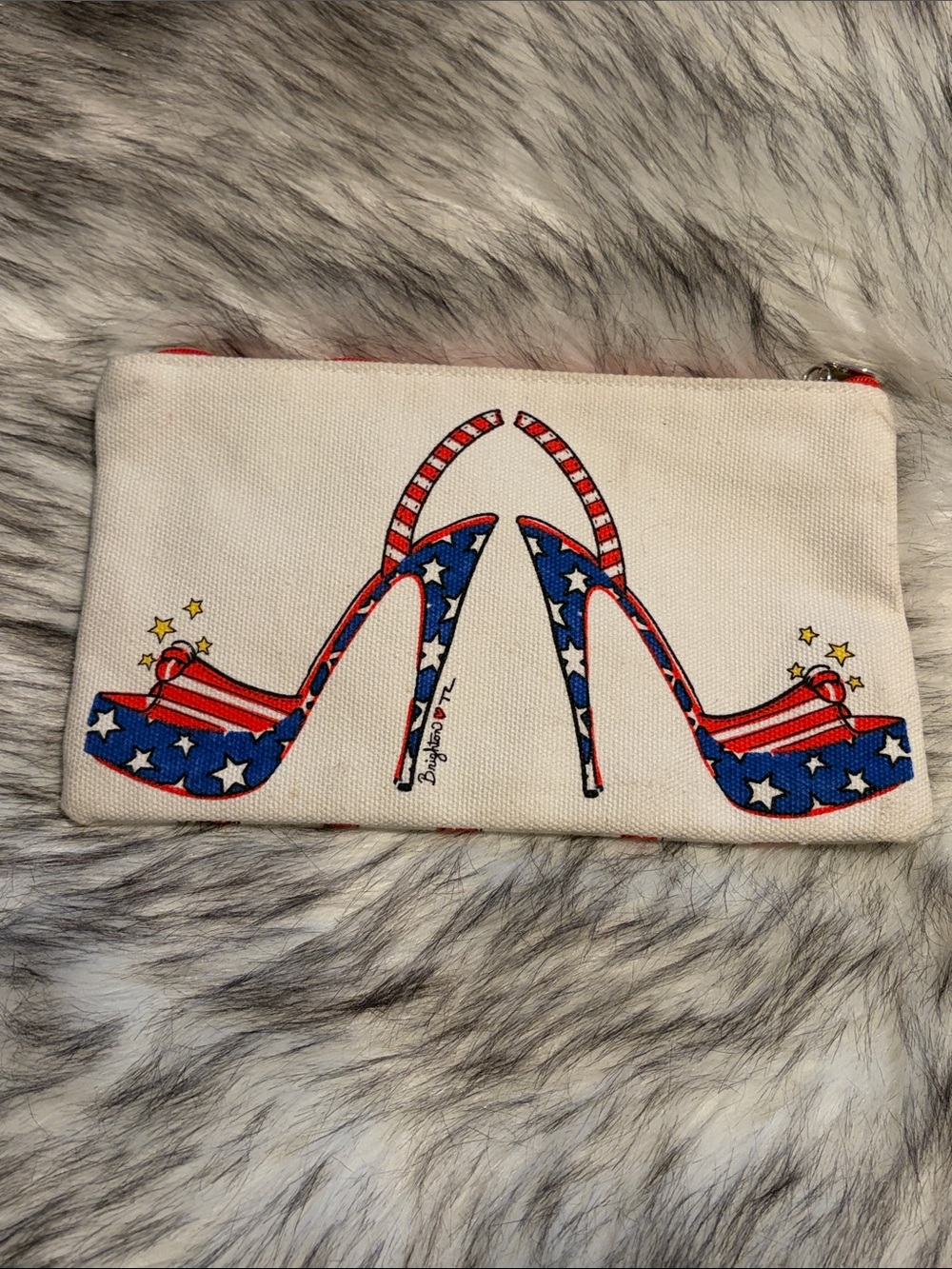 Brighton Patriotic Stripe Cosmetic Pouch - White Red Blue - Picture 4 of 9